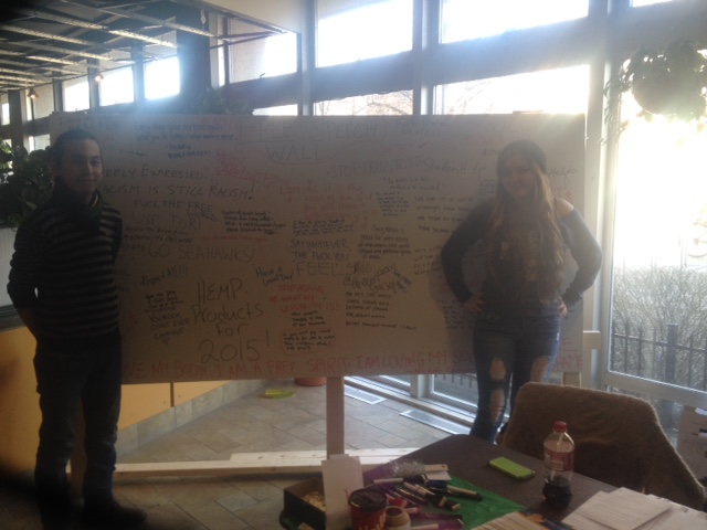Dal students Drue MacPherson and Rinzin Ngodup hosted the JCCF's Free Speech Wall at Dalhousie in an effort to educate their peers about free speech rights