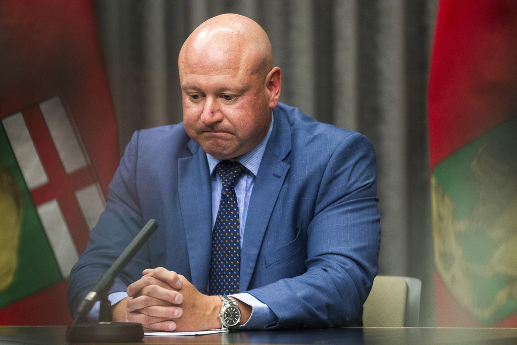 MIKAELA MACKENZIE / WINNIPEG FREE PRESS



Dr. Brent Roussin, chief provincial public health officer, speaks to the media during a COVID-19 update at the Manitoba Legislative Building in Winnipeg on Monday, Aug. 17, 2020. For Carol Sanders story.

Winnipeg Free Press 2020.