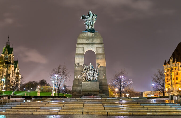 The National War Memorial on Confederation Square in Ottawa, Canada