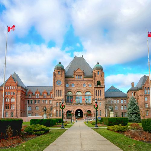 Legislative Assembly of Ontario at Queens Park at Christmas time. Toronto, Ontario.